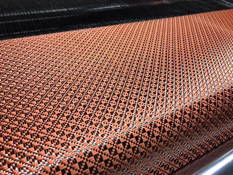 Jacquard carbon kevlar fabric mass production