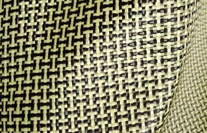 Yellow black H shape Carbon Aramid Hybrid Fabric
